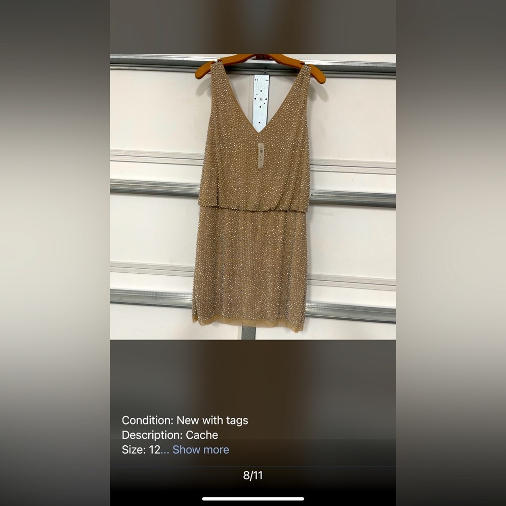 Gold Beaded Cache  Cocktail Dress